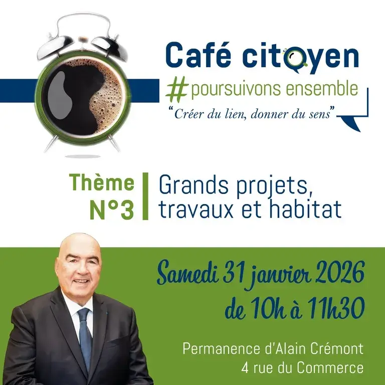 Affiche événement Café citoyen sur projets urbains.